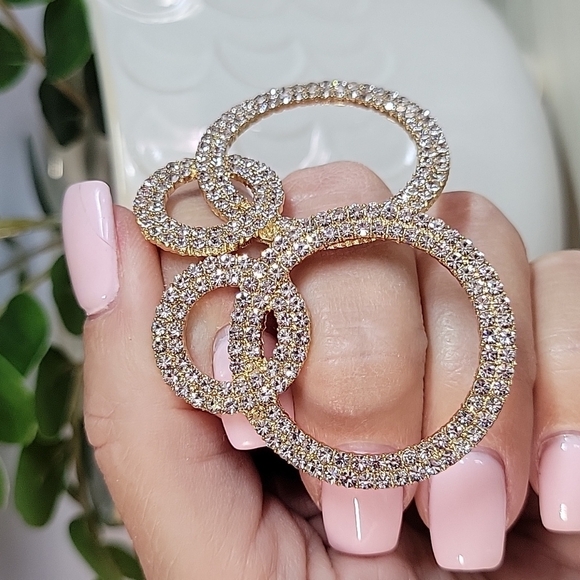 GORGEOUS LAYERED CRYSTAL HOOP EARRINGS, 925 posts - Picture 3 of 12